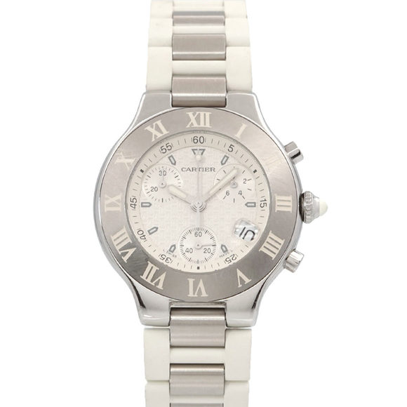 CARTIER Other - Cartier Must 21 Vantian Chronoscaph W10184U2 Chronograph Men's Watch Date Whi...